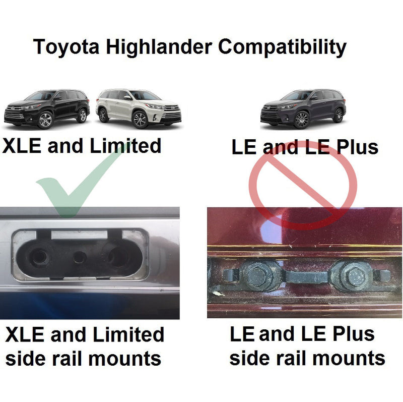 BrightLines Roof Rack Crossbars Ski Rack Combo Replacement For Toyota Highlander XLE LIMITED SE LIMITED PLATINUM 2014-2019 (Up to 4 Skis or 2 Snowboards)