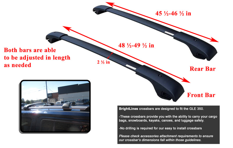 BrightLines Aero Roof Rack Crossbars Ski Rack Combo Compatible with Mercedes Benz GLE350 2015-2018 (Up to 4 Skis or 2 Snowboards)