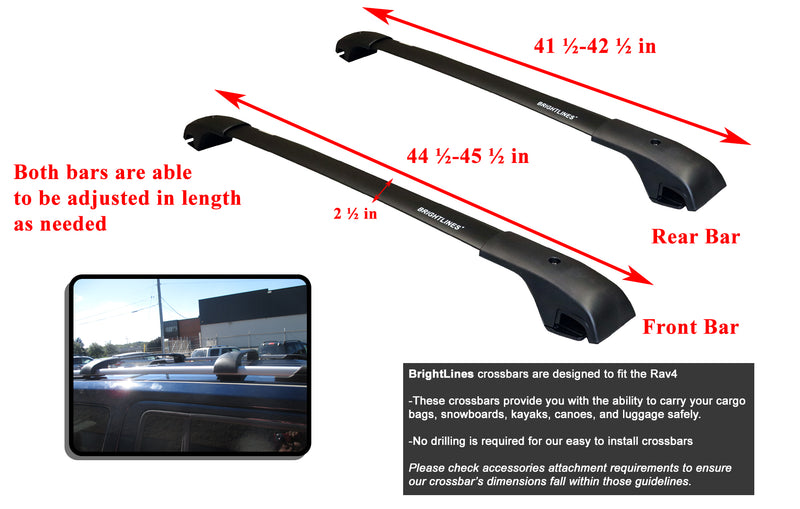 BrightLines Aero Roof Rack Crossbars Ski Rack Combo Compatible with Toyota RAV4 2013-2018 (Up to 4 Skis or 2 Snowboards)