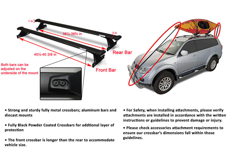 BrightLines Roof Rack Crossbars Ski Rack Combo Compatible with 2018-2024 Jeep Compass (Up to 6 Pairs of Skis or 4 Snowboards)