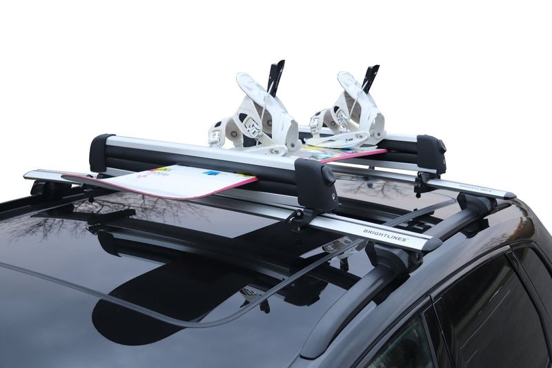 BrightLines Roof Rack Cross Bars Luggage Bars Ski Rack Combo Compatible with 2009-2024 Audi Q5 (Up to 6 Pairs of Skis or 4 Snowboards)