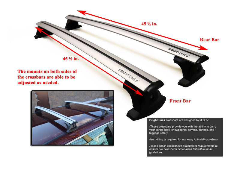 BRIGHTLINES Roof Rack Cross Bars and Ski Rack Combo Compatible with Honda CRV Without Roof Rail 2012-2024 (Up to 4 Skis or 2 Snowboards)