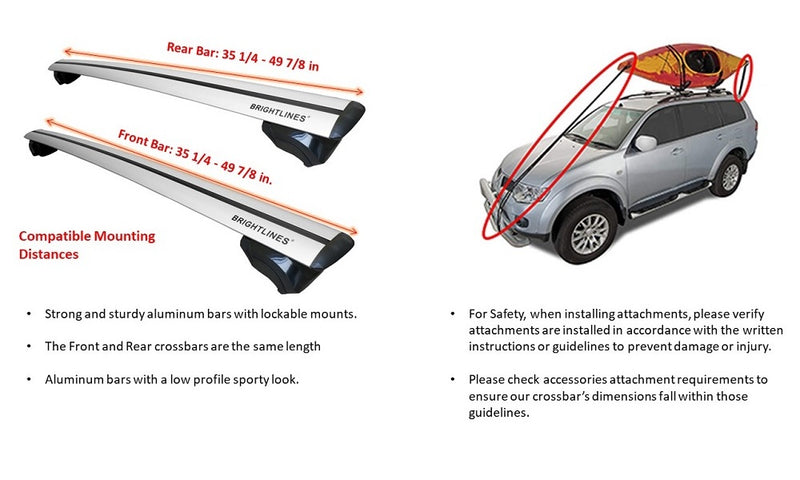 BRIGHTLINES Heavy Duty Anti-Theft Premium Aluminum Roof Bars Roof Rack Crossbars Compatible with Chevy Traverse 2018-2024 - Exclusive from ASG Auto Sports