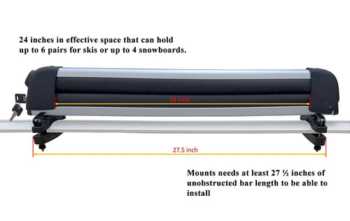 BrightLines Premium Universal Crossbars Roof Racks and Ski Rack Combo Compatible with Raised Roof Side Rails (Up to 6 Pairs of Skis or 4 Snowboards)