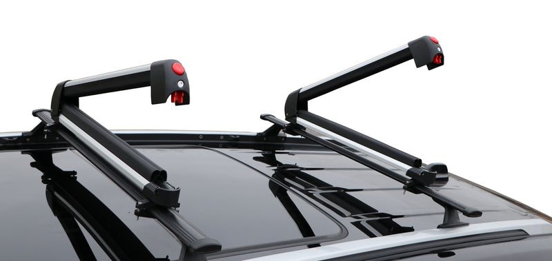 BrightLines Crossbars & Ski Rack for up to 4 Skis or 2 Snowboards Compatible with 2011-2021 Jeep Grand Cherokee with Grooved Metal Roof Side Rails