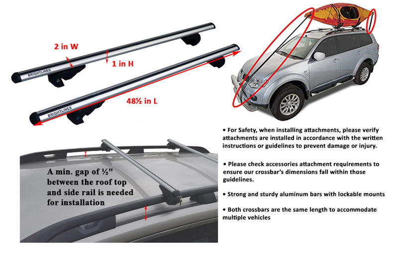 BrightLines Roof Racks Cross Bars Kayak Rack Combo Compatible with Lex ASG AUTO SPORTS