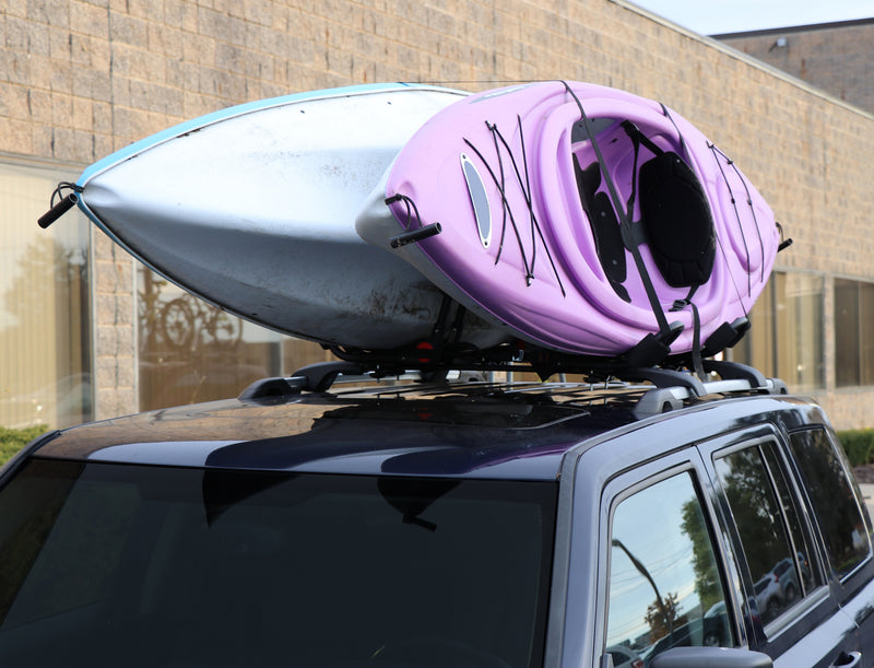 BrightLines Aero Roof Rack Crossbars Kayak Rack Combo Compatible with Jeep Patriot 2007-2017